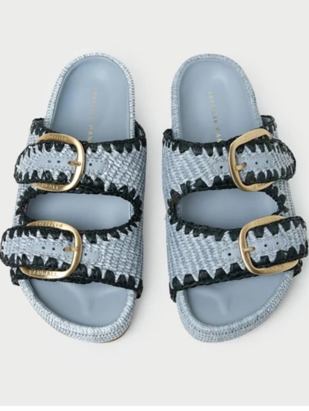 Loeffler Randall Nico Blue Two Band Sandals 8 NWT